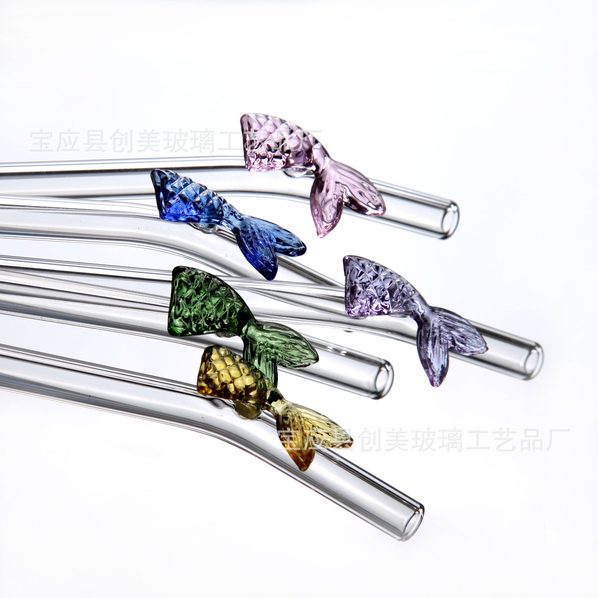 Paja de vidrio borosilicato al por mayor paja de vidrio de color pequeña flor paja de dibujos animados de vidrio leche té paja