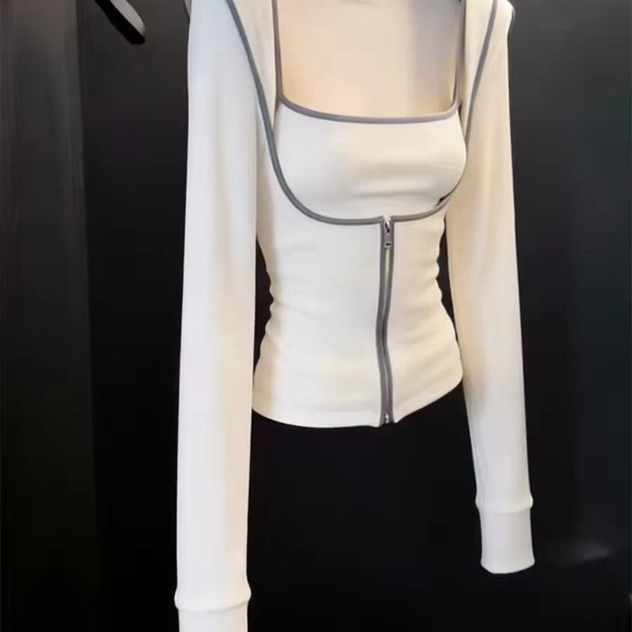 2026 Spring and Autumn New European Style Fashion Outfit: White Camisole + White Cardigan, Cool and Slimming Two-Piece Set
