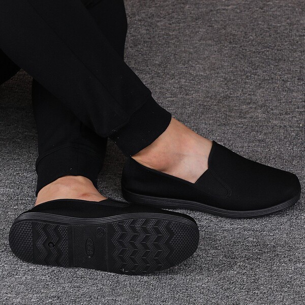 Solid color black low cloth espadrilles