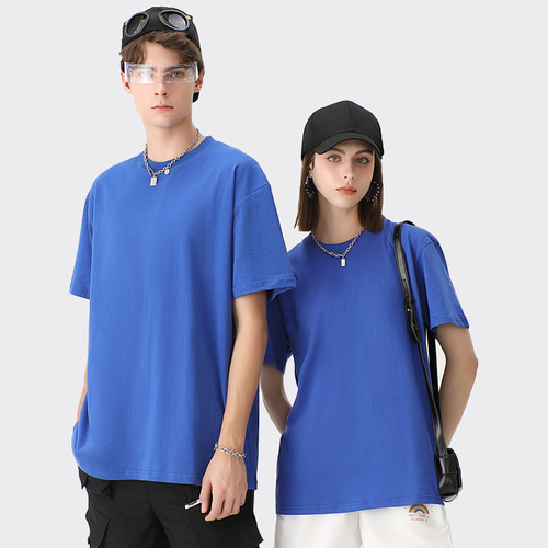 Men's 230g Heavyweight Pure Cotton T-shirt, 2024 Model, Solid Color Crew Neck Short Sleeve Casual Combed Cotton T-shirt for Men and Women