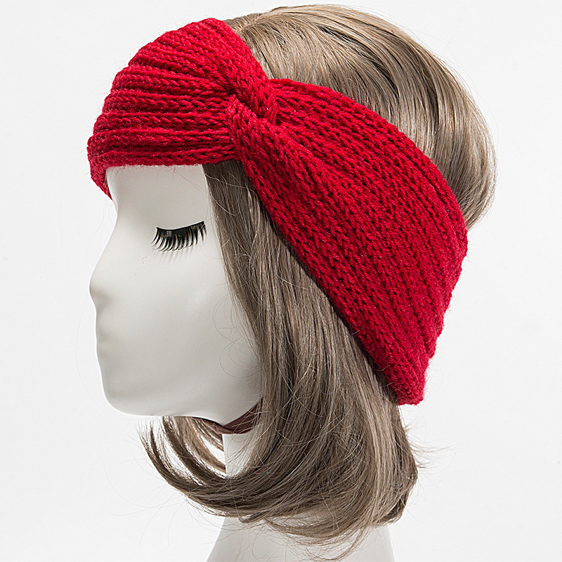 Accessori per capelli in maglia autunnale e invernale con fasce incrociate, fasce sportive da donna in lana elastica calda_voghion.com
