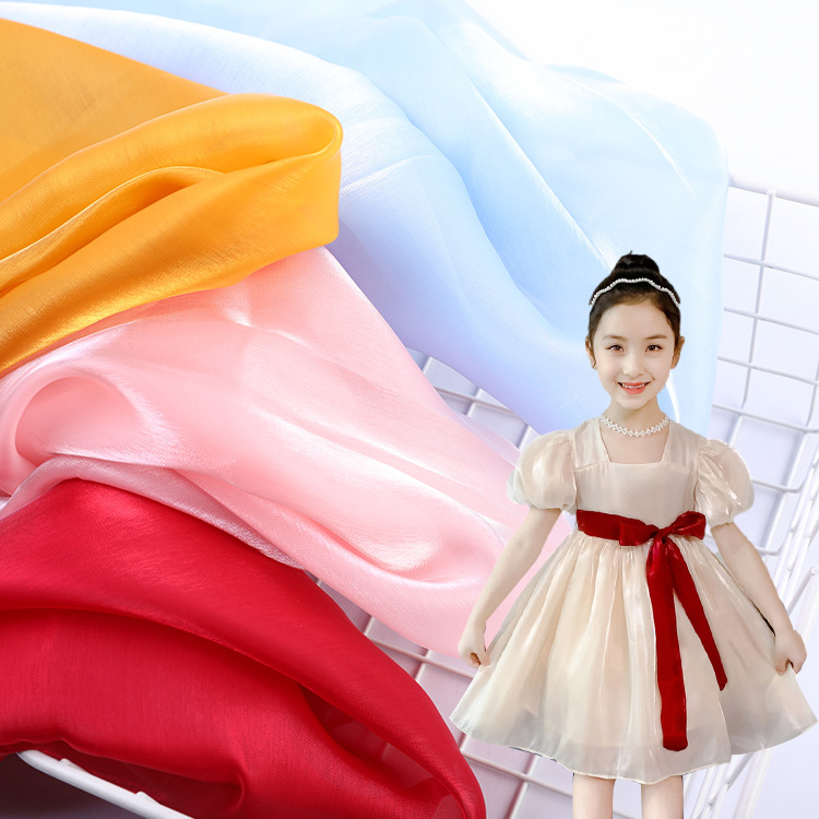 Lily Satin Children's Clothing Women's Hanfu Colorful Hair Ring Dress Fabric Silk Smooth Gloss Satin Organza Fabric