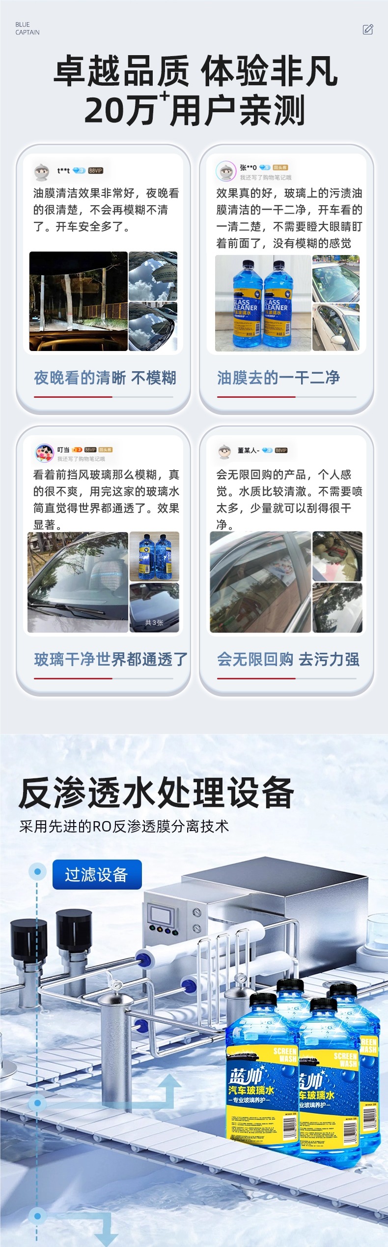 Blue Shuai Car Glass Cleaner, Powerful Stain and Oil Film Remover, Specialized Wiper Fluid for Cars, Winter Antifreeze Resistant to Minus 40 Degrees