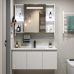 簡約現代白色太空鋁浴室櫃組合衛生間洗臉盆一體洗漱台陽台洗臉盆