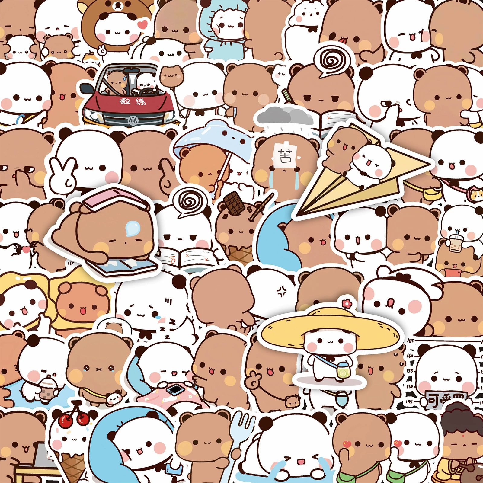 100 красных панд один-два и тканые наклейки для скатов