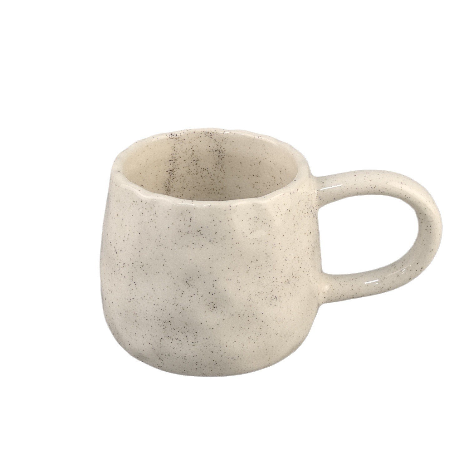 Taza de cerámica de punto de pulverización de oreja larga de viento simple, diseño de nicho, taza de café de cerámica, personalización de alta gama universal para parejas