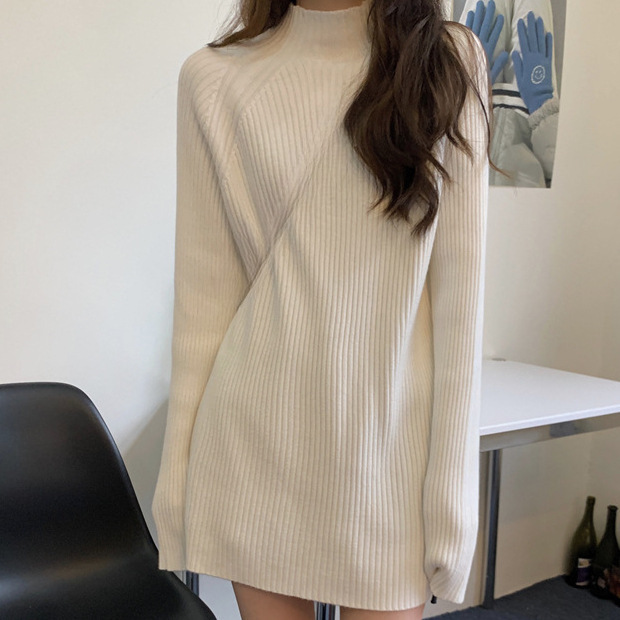 Women's Sweater, Shark Print Leggings, Hip-Covering, Mid-Length, Thickened, Semi-High Collar, Free Shipping, High-End Feel