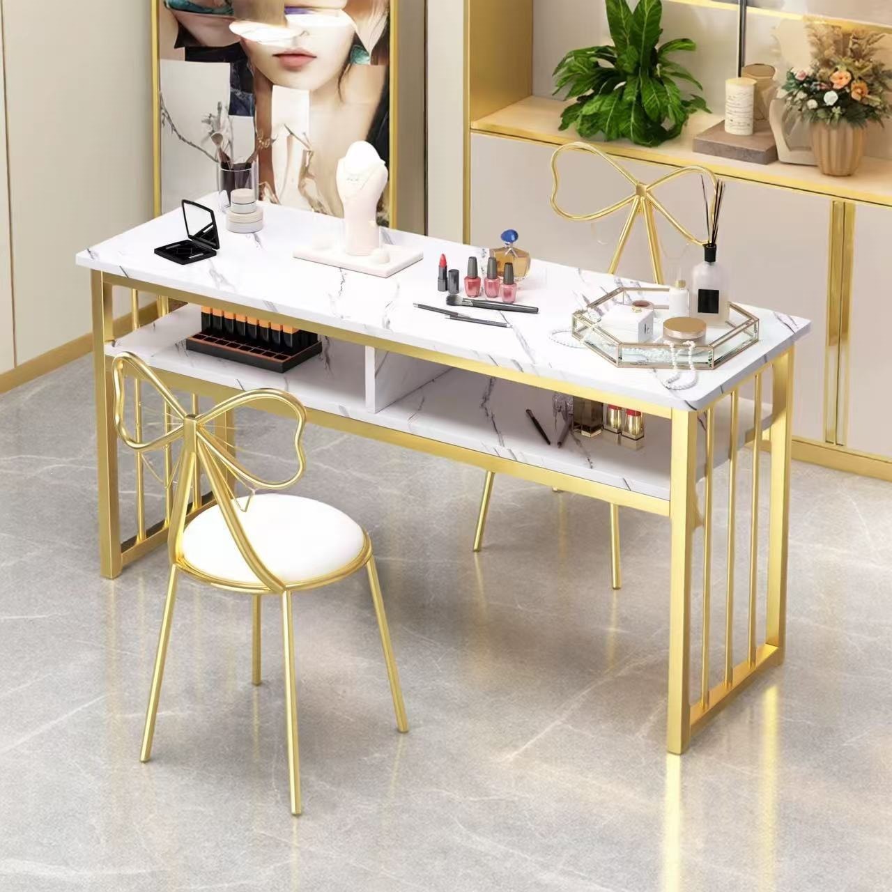 Light Luxury Manicure Table, Double Manicure Table, Special Offer for Instagram Influencers, Economical Nail Salon Table and Chair Set