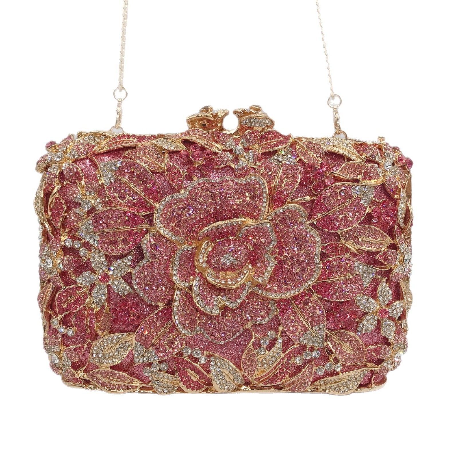 Rose Crystal bag pastel transfronterizo rosa diamantes bolsas de cena de fiesta de diamantes bolsas de mano de mujer