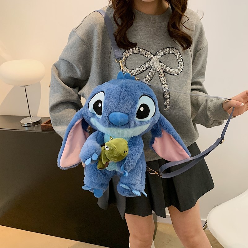 小额批发史迪仔毛绒卡通双肩包女童可爱ins单肩斜挎包亲子礼品|undefined
