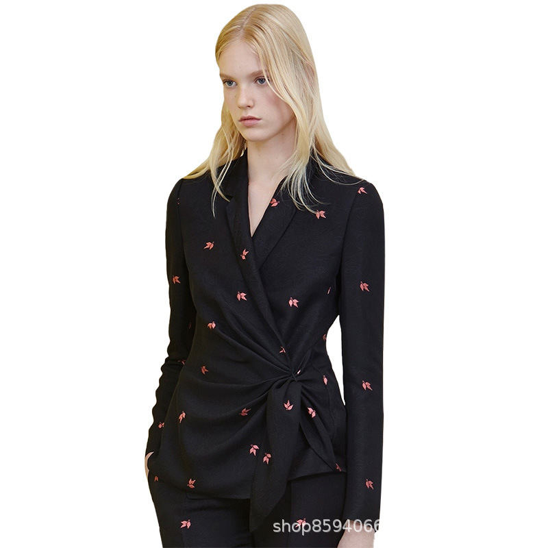 2021 Spring New European and American Fashion Printed Solid Color Small Suit Jacket Women Slim-fit Slimming Suit Top