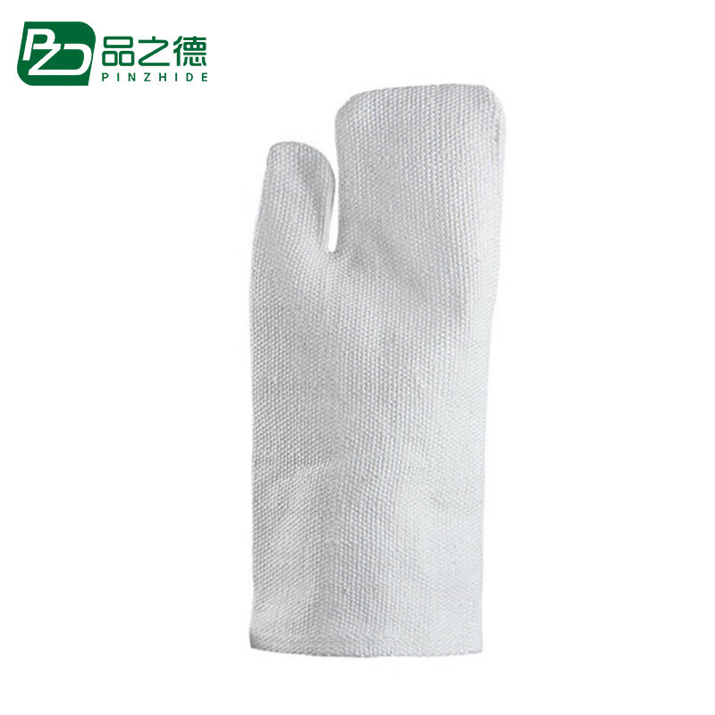 品之德 石棉隔热手套工业耐高温石棉手套隔热防烫手套 白色二指 3