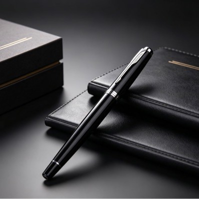 Metal signature pen, black painted metal pen, practical business gift pen, business pen, customizable with a logo