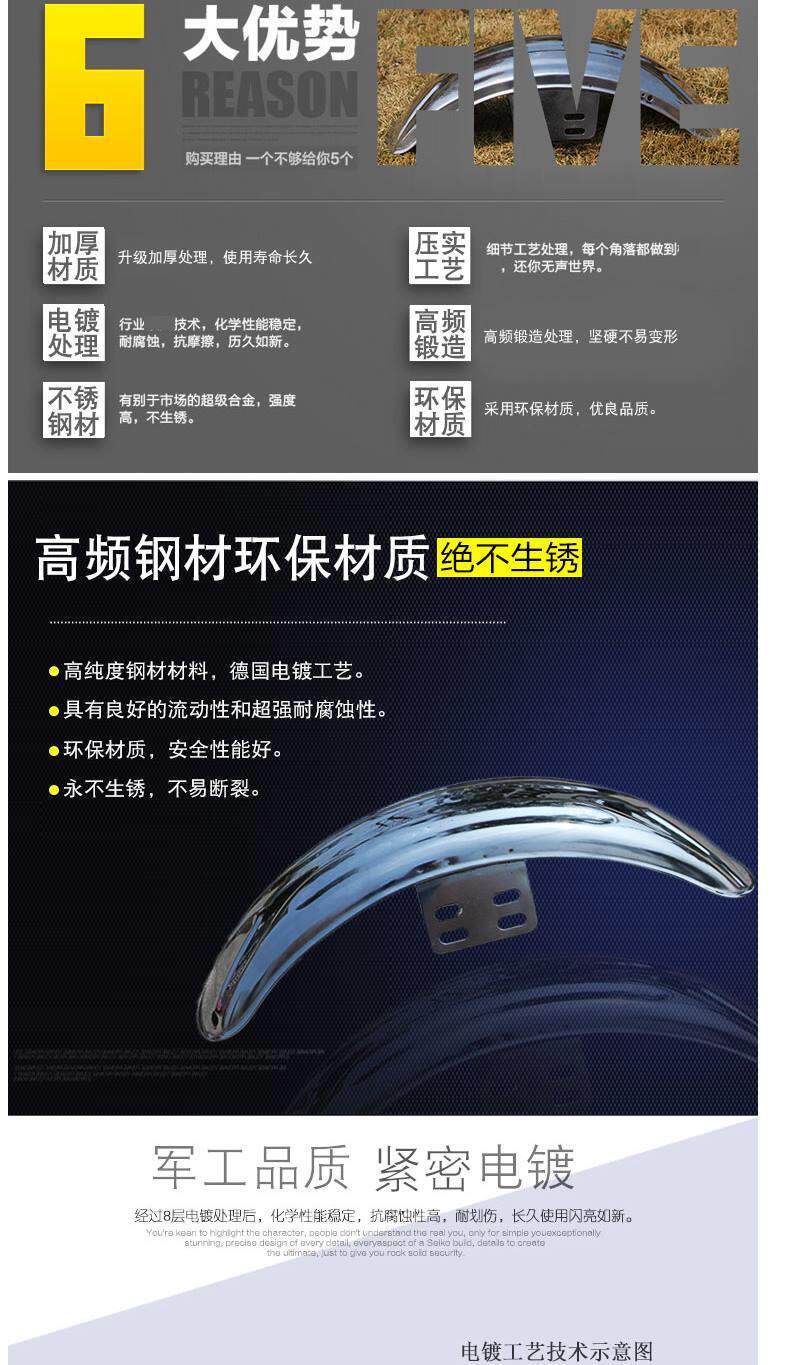 Electric Tricycle Front Wheel Mudguard, Stainless Steel Front Mudguard Suitable for Zongshen Prince Model, Shifeng Front Wheel Waterproof Mudguard