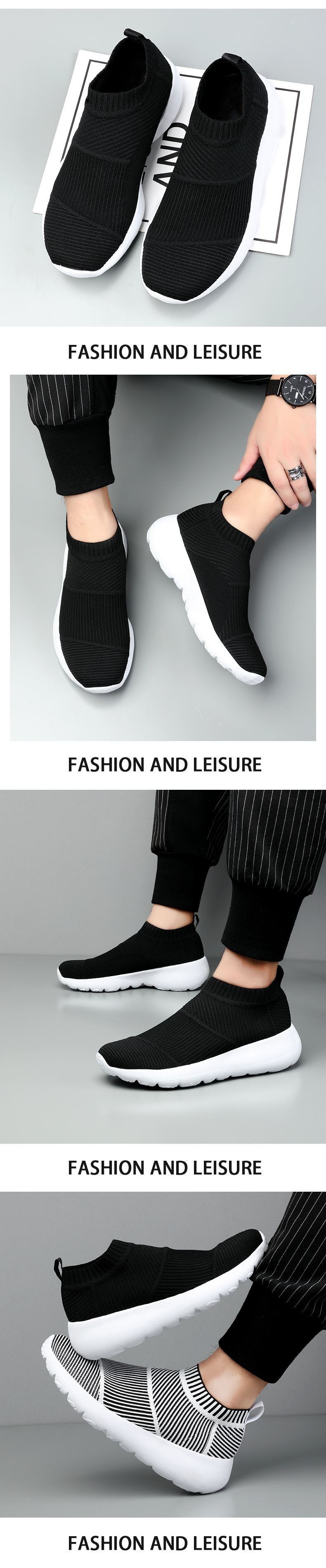 Schuhe Herren Leichte Sommer Casual Socken Herren Damen Atmungsaktiv Dehnbar Faul Brettschuhe Fliegengewebe Sport Mesh Schuhe Fahren_voghion.com