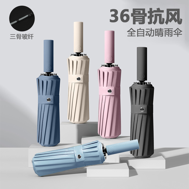 Large 24-bone sun umbrella for women, full-automatic folding strong wind-resistant sun-proof and UV-proof