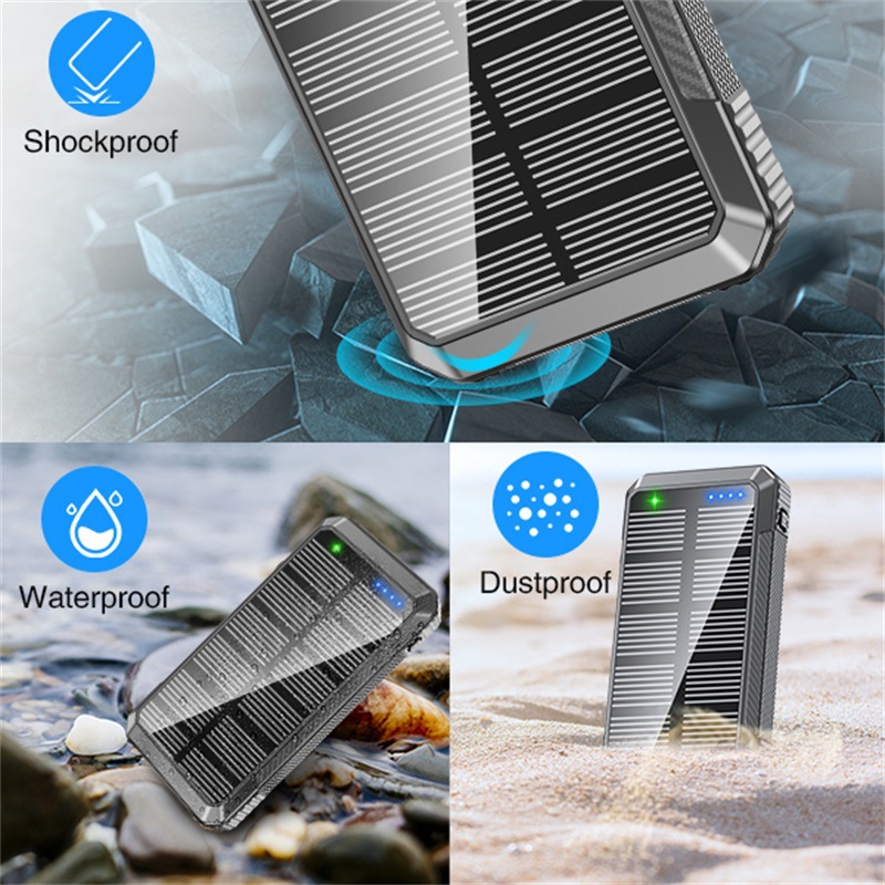 3c 3c Neue Outdoor-Solarbank mit integriertem Kabel, 33800 mAh, große Kapazität, schnelles kabelloses Laden, tragbare Stromversorgung_voghion.com