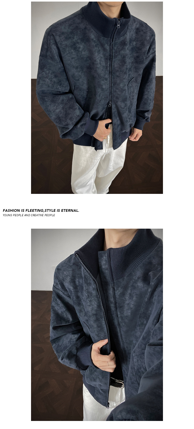 Giacca baseball uomo in ecopelle grigia tie-dye stile retro_voghion.com