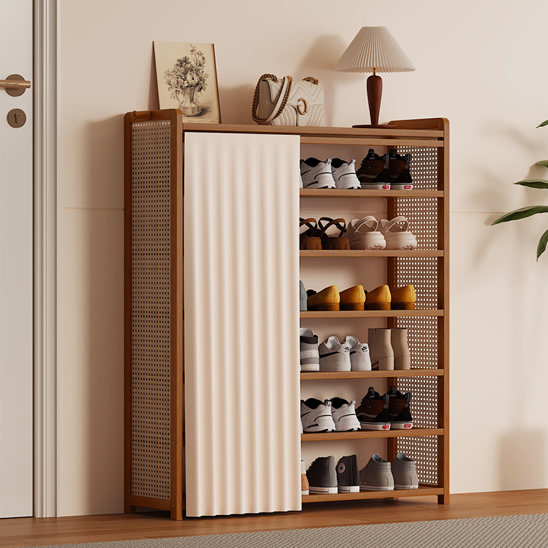 Estante de zapatos dormitorio pequeño multicapa a prueba de polvo puerta de entrada de muebles de alquiler de casas de alquiler de artículos de acabado estante de almacenamiento gabinete de zapatos