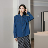 变形策胖妹妹大码牛仔衬衫外套胖mm2025春夏新款正肩上衣宽松显瘦，女装衬衫，变形策服饰