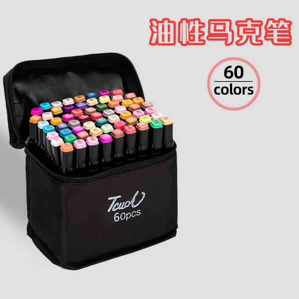 Black cloth bag, marker, 60 colors