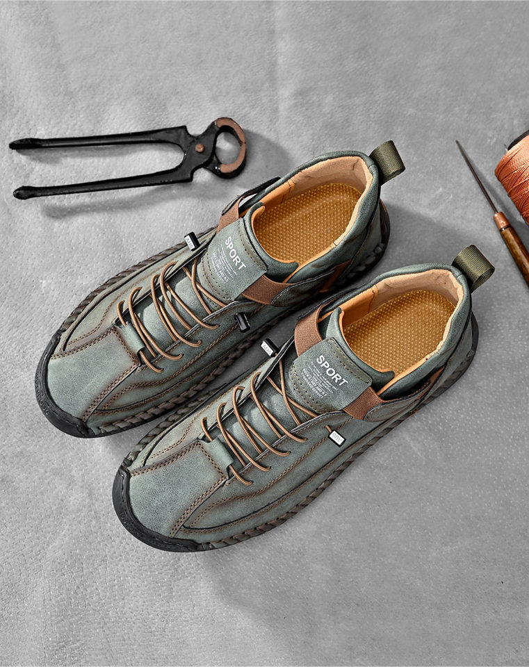 Bốt Martin cổ vừa unisex cỡ lớn, giày bốt da sợi nhỏ đế cao su, phong cách Hàn — 9888 Xanh quân đội, 9888 kaki, 9888 màu xanh lam, 9888 màu đen chi tiết 6