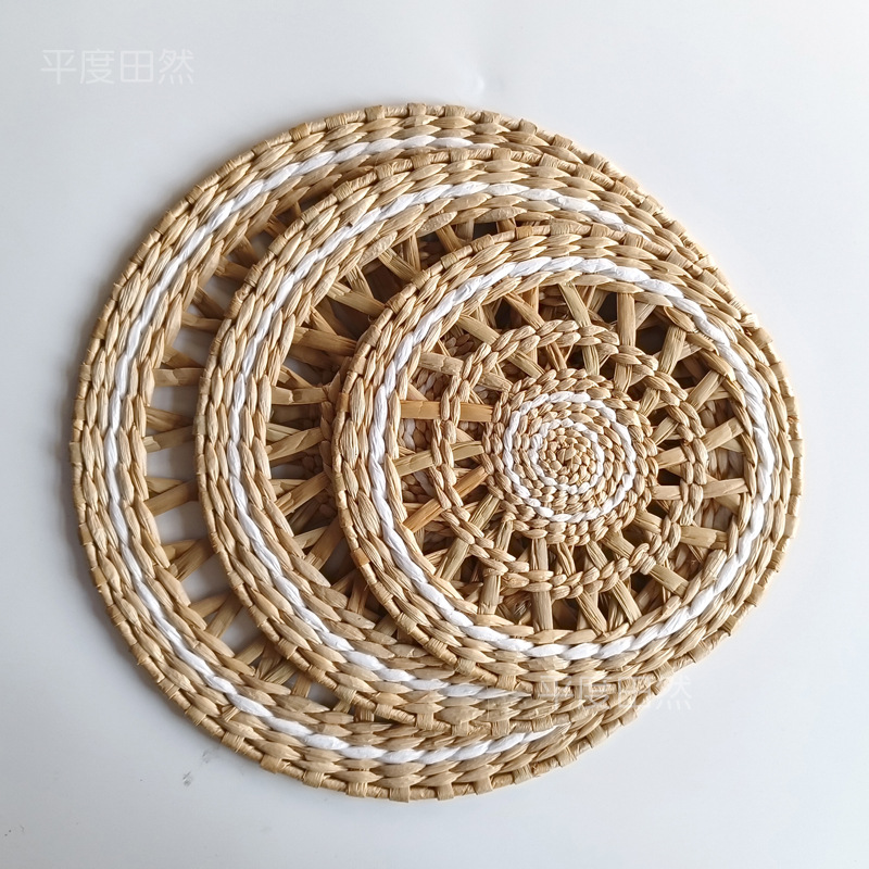 Straw Woven Placemat Creative Hollow Woven Insulation Mat Dining Table Decoration Plate Mat Teapot Tea Cup Mat