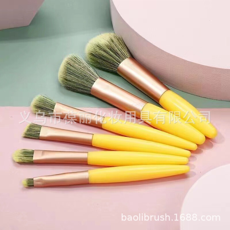 Macaron matte plastic handle 6 mini makeup brushes suit portable soft hair makeup brush cross-border beauty brush