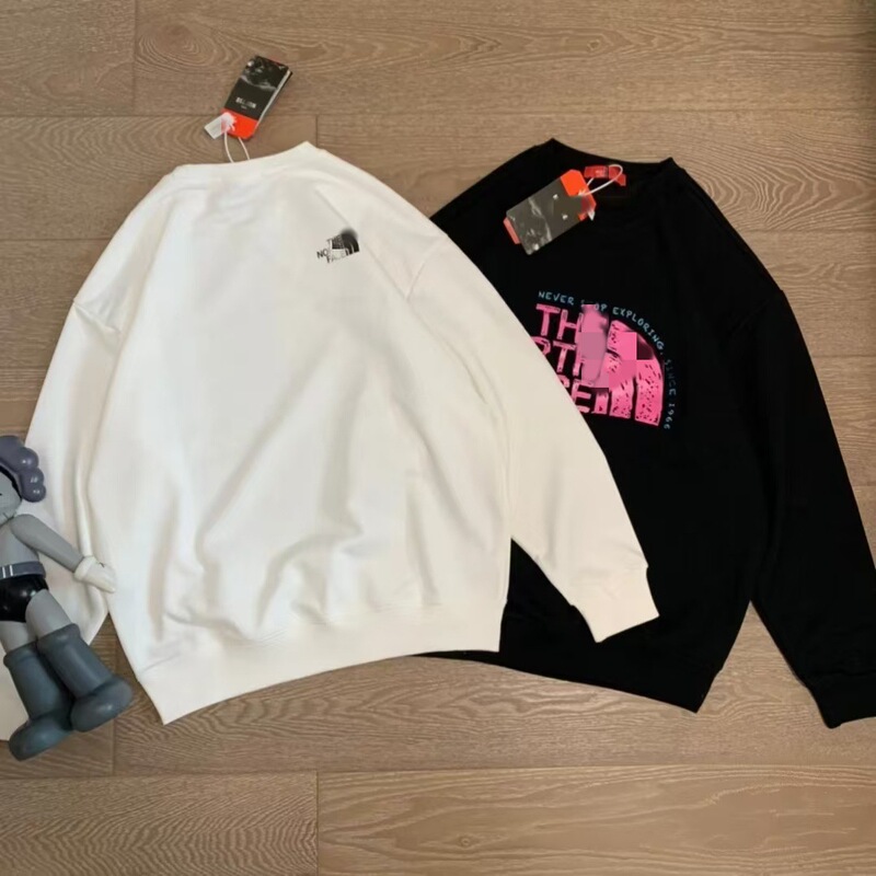 Cross-Border Spot New Pure Cotton North Face Printed High-Quality Loose Casual Trendy Round Neck Sweatshirt for Men and Women Couples