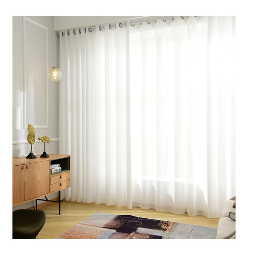 Silk velvet curtains, white sheers for light filtration but not people, thick solid color modern minimalist living room and bedroom chiffon window curtains