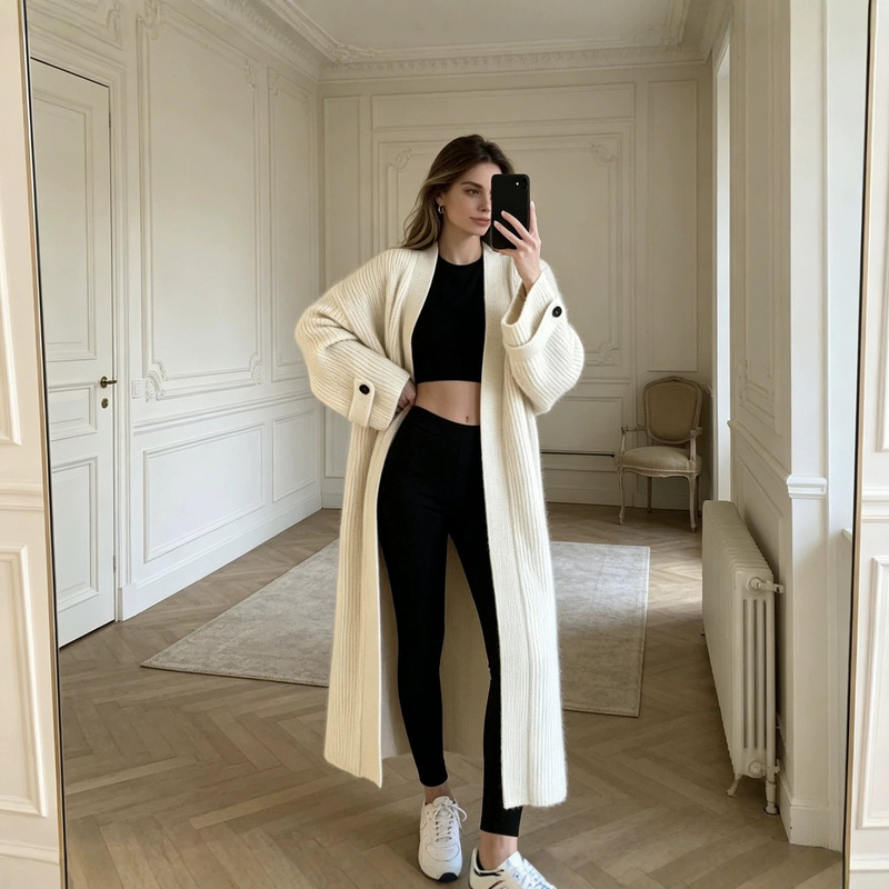 European and American Export Autumn and Winter New Design Lazy Style Long Sweater Knitted Cardigan for Women Loose Thick Outwear for Women European and American Export Autumn and Winter New Design Lazy Style Long Sweater Knitted Cardigan for Women Loose Thick Outwear for Women