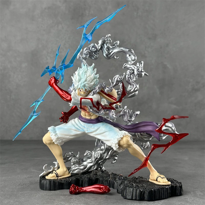 One Piece держит Гром Five -gear Nika Sun God Lightning Five -gear Luffy Аниме ручной офисная модель маятниковая