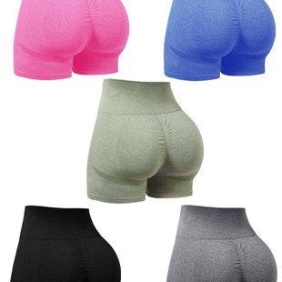 Cross-Border Seamless Yoga Shorts Tight Sports Yoga Pants Peach Three-Point Smiley Fitness Running Shorts