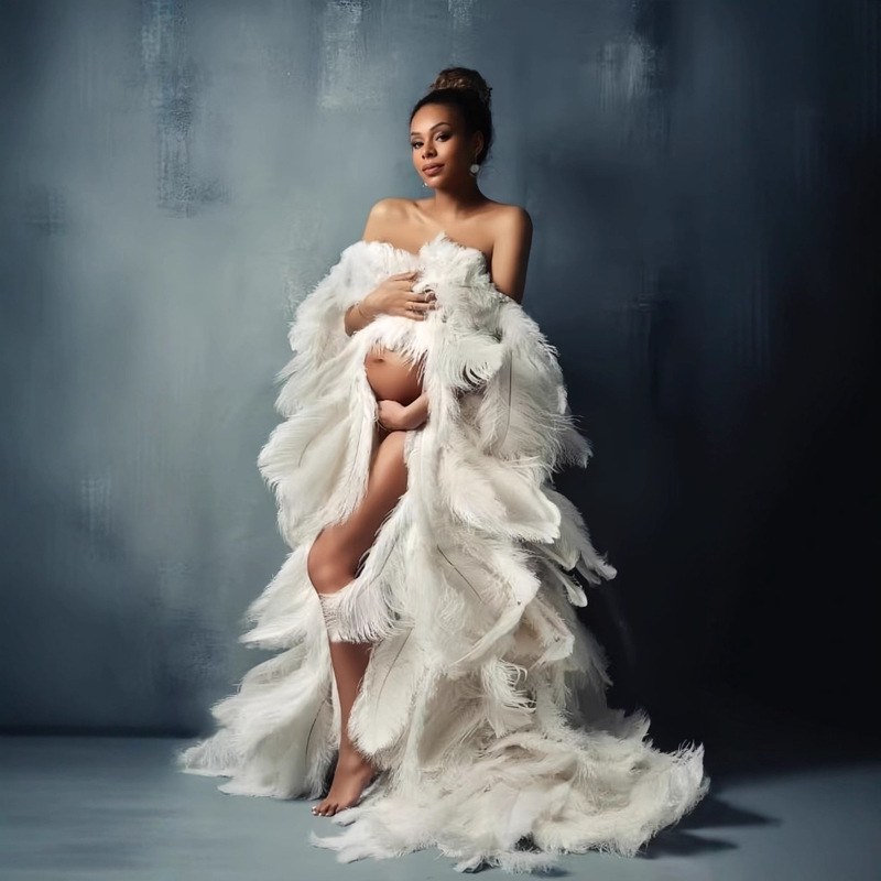 Ostrich Feather Angel Feather Cape Model Photoshoot Pregnant Women Big Belly Catwalk Party Festival Performance Show