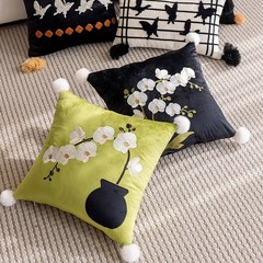 タオル刺繍中古風抱き枕ソファークッションレトロ軽贅沢枕リビングソファー背もたれ家庭用角枕腰