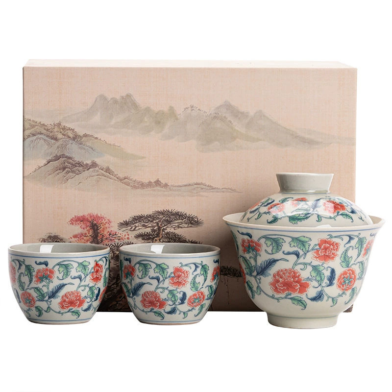 Elite retro tea cup, blue and white red (black) tea, tea set