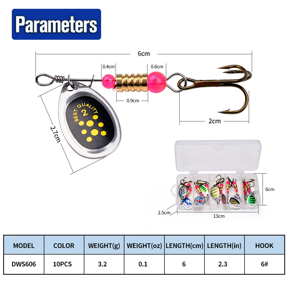 Cucharas spinner metálicas de pesca en forma de gota de agua con colores variados