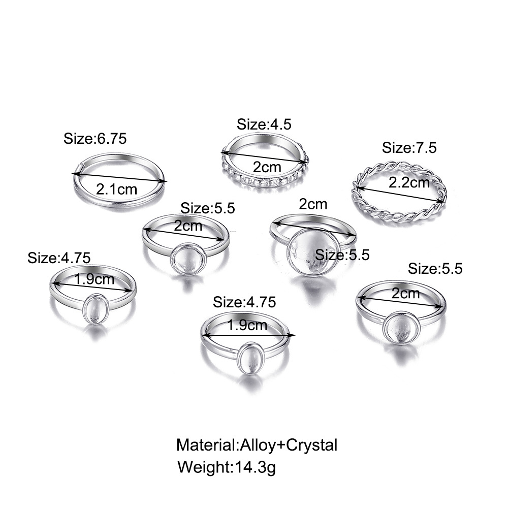 diamond creative simple fashion temperament eight-piece set ring