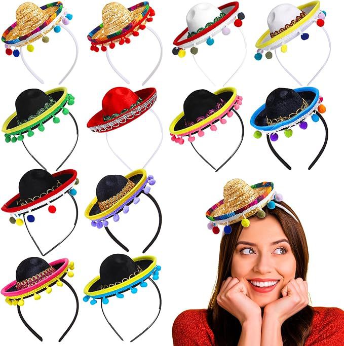 Carnaval adulto niño sombrero mexicano bandas de pelo pequeño sombrero fiesta mini sombrero mexicano