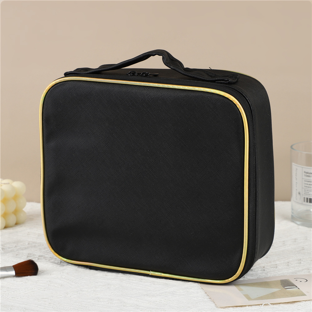 Estuche de maquillaje portátil de gran capacidad, de alta gama, con compartimentos, para mujer, bolsa de maquillaje portátil de viaje