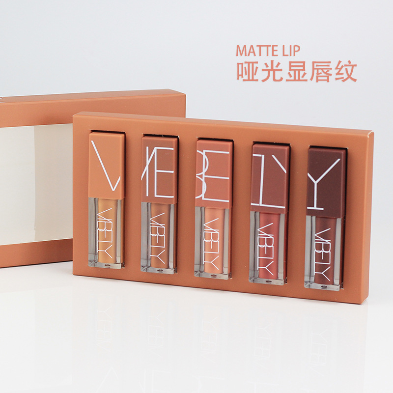 VIBELY's matte, waterproof, non-stick, non-fading lip gloss, nude five-color liquid lip gloss, a bestseller undefined