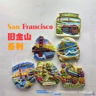 美国冰箱贴家居装饰旅行旧金山纪念磁贴饰品立体创意伴手礼立体
