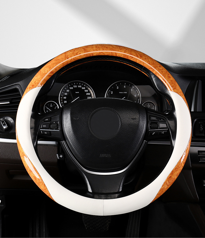 Car Steering Wheel Cover Peach Wood Grain Four Seasons Universal Non-Slip Sweat Absorbing High-Level Internet Celebrant Decorative Summer Handpiece Cover for Men