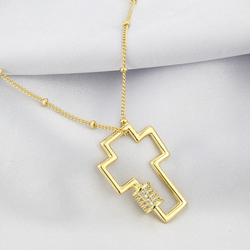 European and American cross copper gold-plated  necklace wholesale