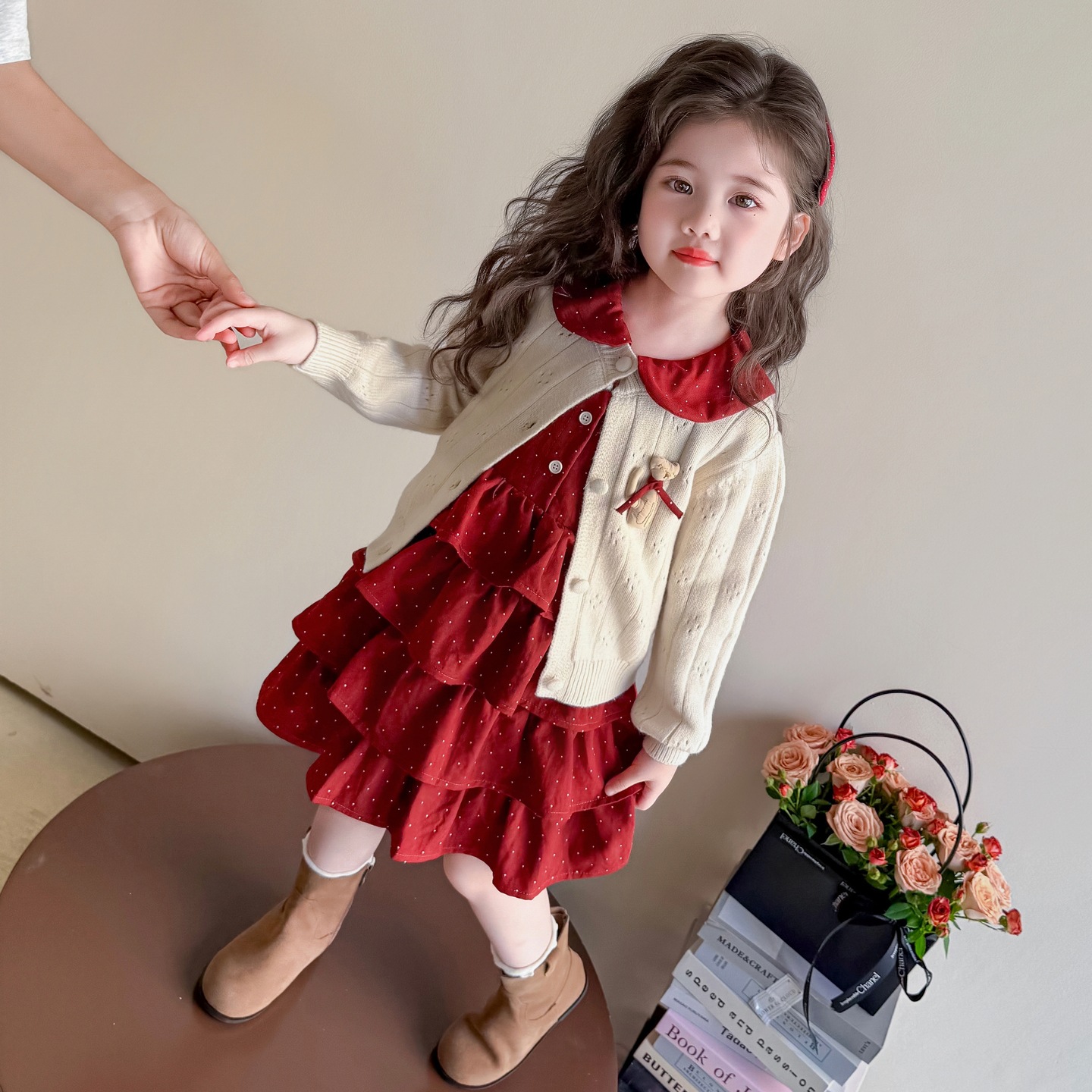 Girls' Dresses, Autumn Clothes, Fashionable Kidsren's Little Girl Princess Dresses, One-Year-Old Baby Dresses, Cake Skirt Suits