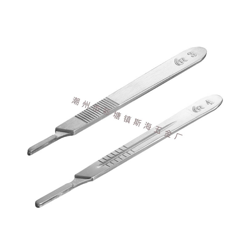 Acero inoxidable cuchillo quirúrgico mango 4 industrial veterinaria práctica cuchillo titular N ° 3 cuchillo mango cuchillo de tallado laboratorio biológico bisturí