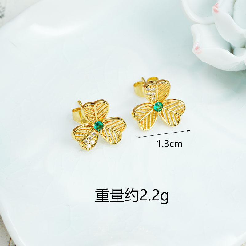 Antiguo estilo vietnamita arenas flores pernos de orejas de alta calidad para mujeres no se desvanecen cuatro hojas cinco flores joyas de orejas de aleación de latón