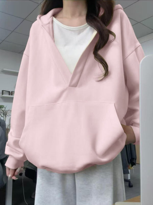 粉色连帽卫衣女2025新款爆款时尚洋气秋季长袖短款上衣宽松慵懒风|undefined