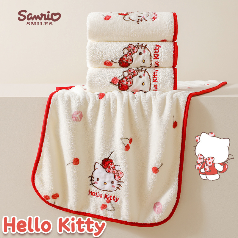 Sanrio Genuine Coral Velvet Towel for Women, Soft, Skin-Friendly, Water-Absorbent, Quick-Drying Face Wash Towel, Cute Girly Heart for Home Use Sanrio Genuine Coral Velvet Towel for Women, Soft, Skin-Friendly, Water-Absorbent, Quick-Drying Face Wash Towel, Cute Girly Heart for Home Use