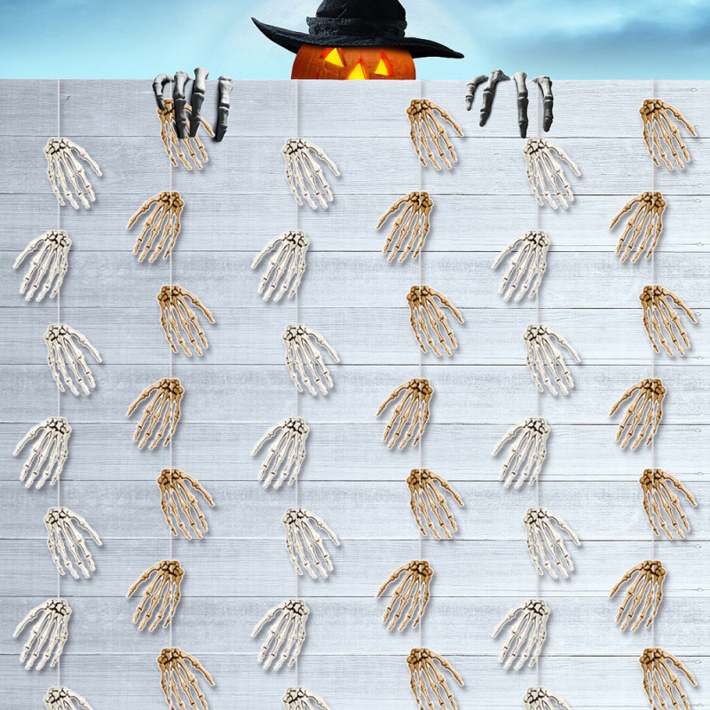 Fabricante directo para Halloween decoración de fiestas colgantes colgantes fantasmas día horrores decoración de hueso de mano línea de dibujo de flores colgantes